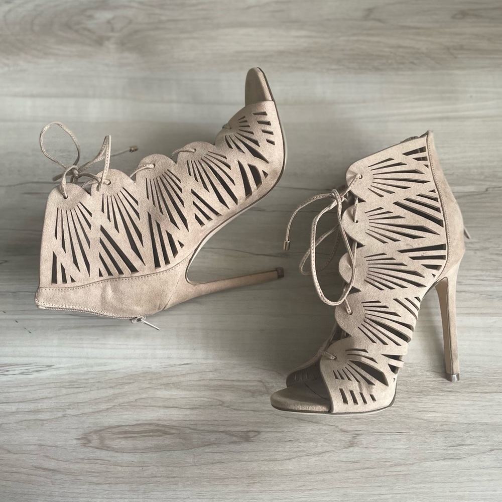 Nude Lace Up Heels